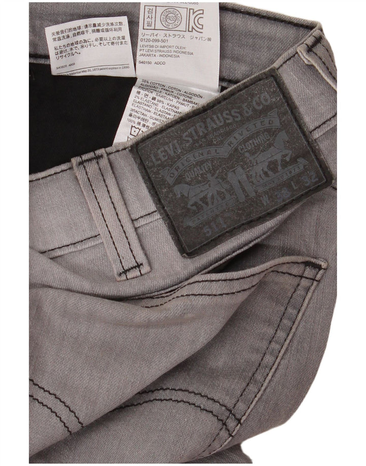 Calça Jeans Levis 511 Slim Masculina W38 L32 Cinza Algodão