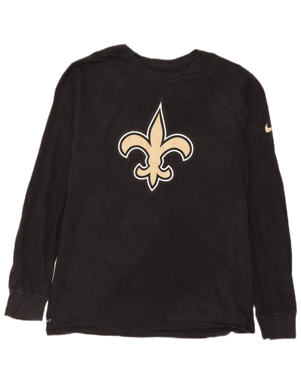 Top gráfico Nike masculino New Orleans Saints manga comprida grande algodão preto