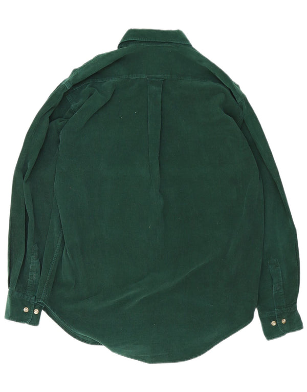 Camisa masculina de veludo cotelê Balloon de algodão verde médio