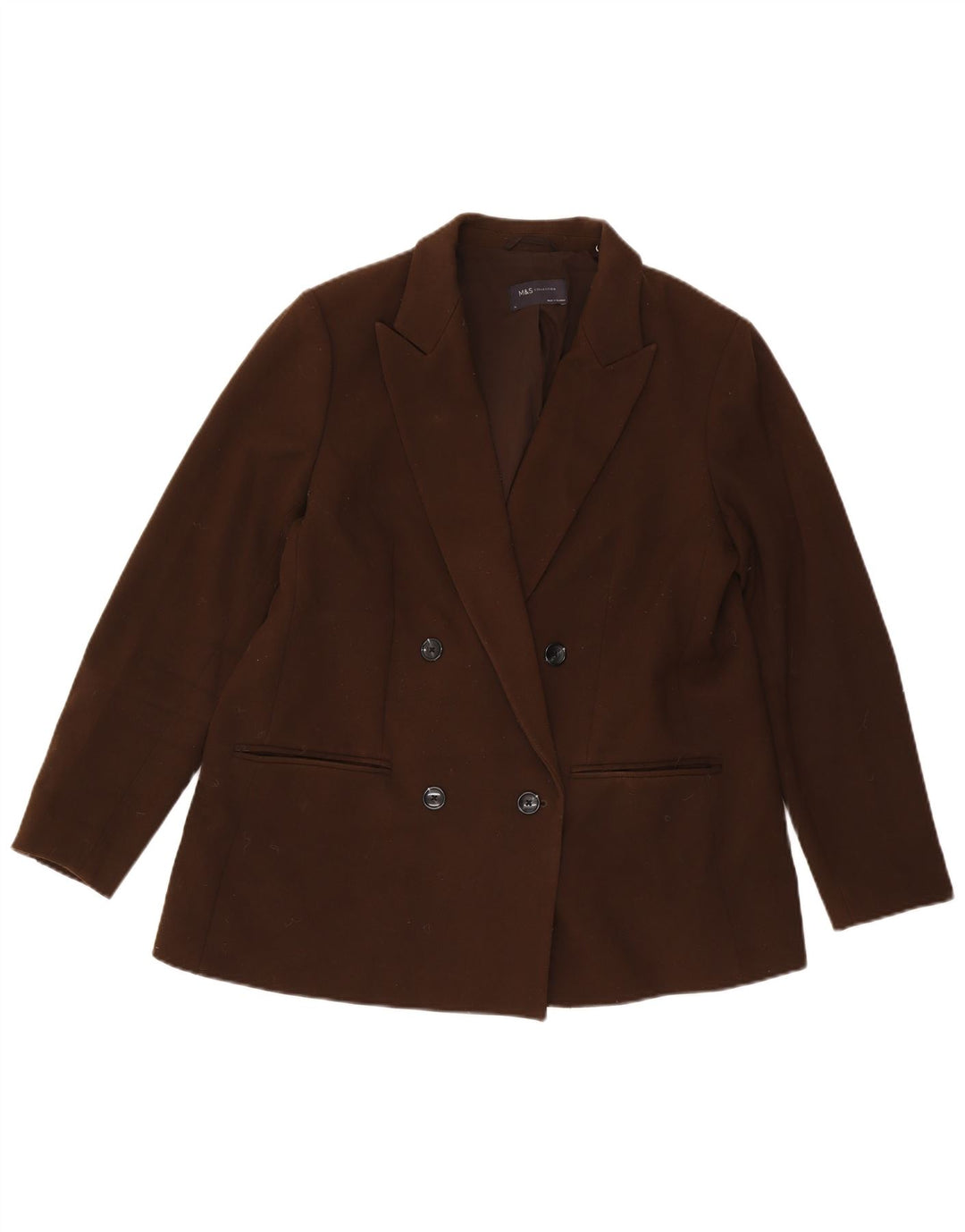 Jaqueta blazer feminina Marks & Spencer com peito duplo Reino Unido 16 grande marrom