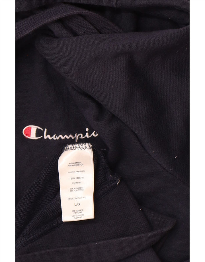 CHAMPION Suéter masculino com capuz e zíper grande algodão azul marinho