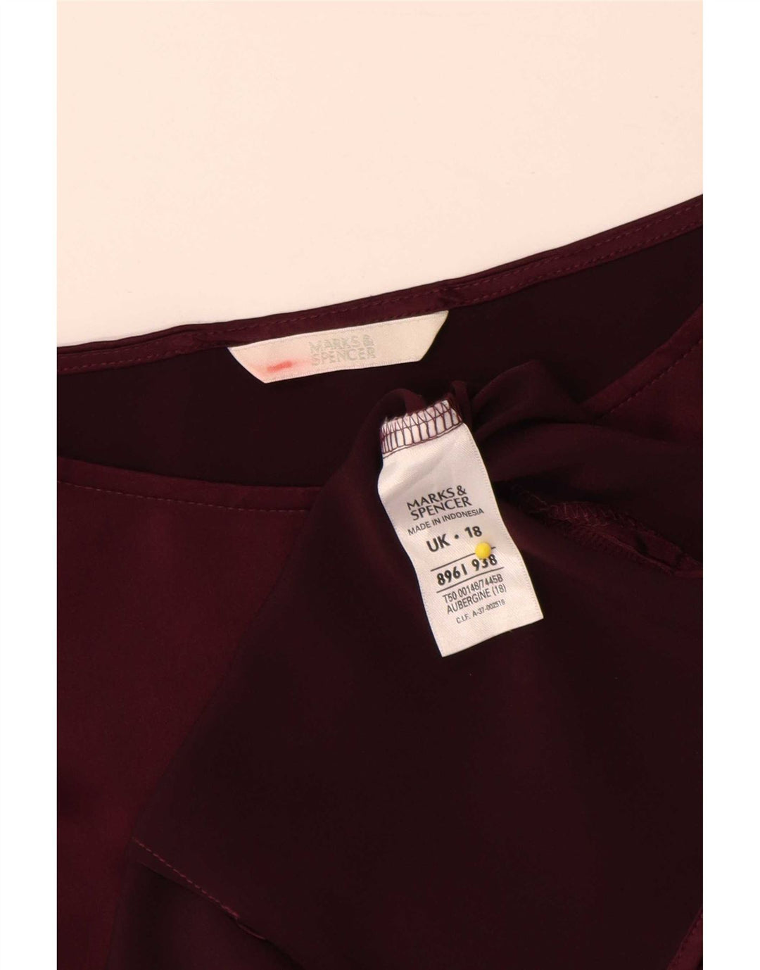Blusa feminina sem mangas Marks & Spencer Reino Unido 18 XL Borgonha poliéster