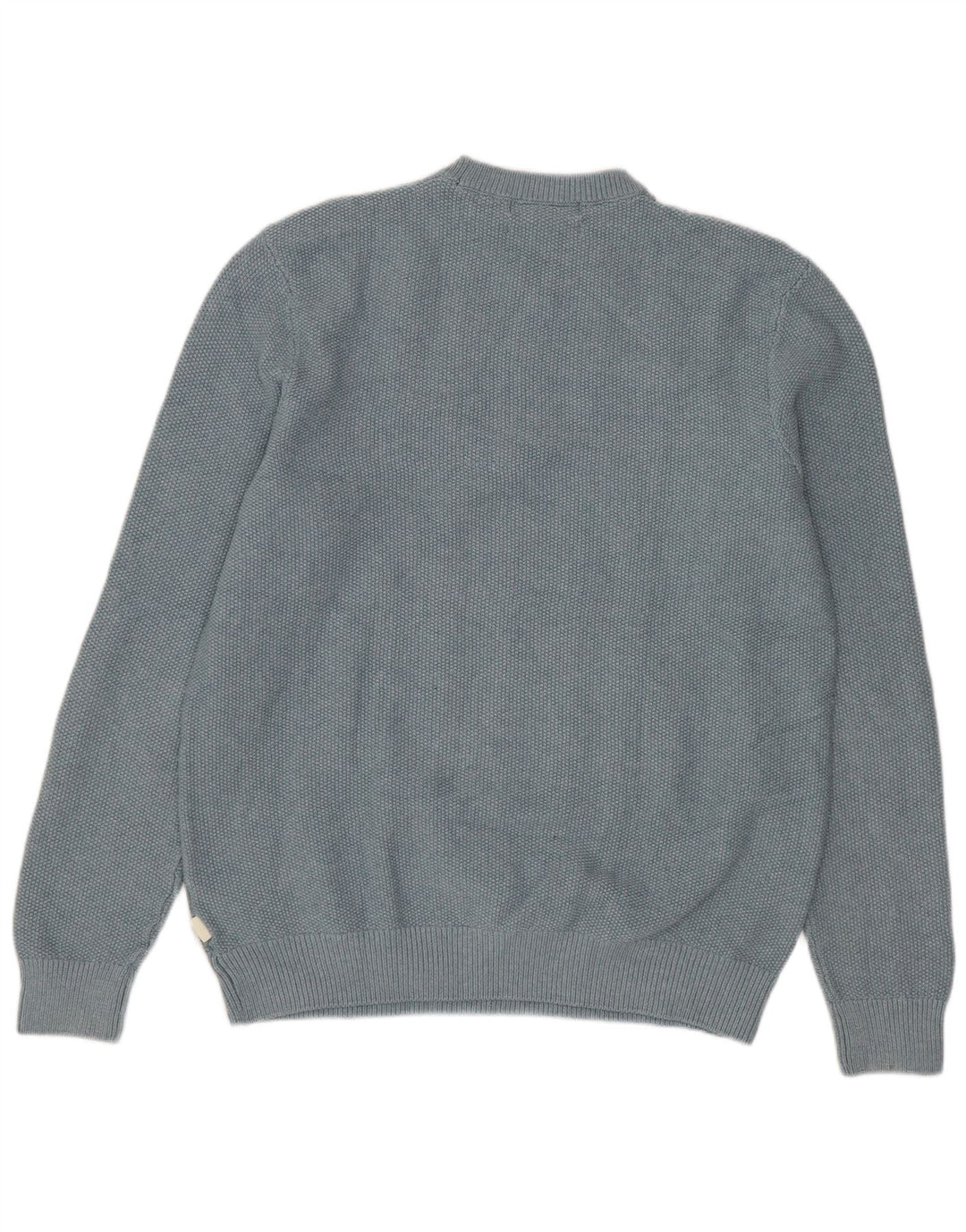 Suéter masculino Marks & Spencer com gola redonda, poliéster azul médio