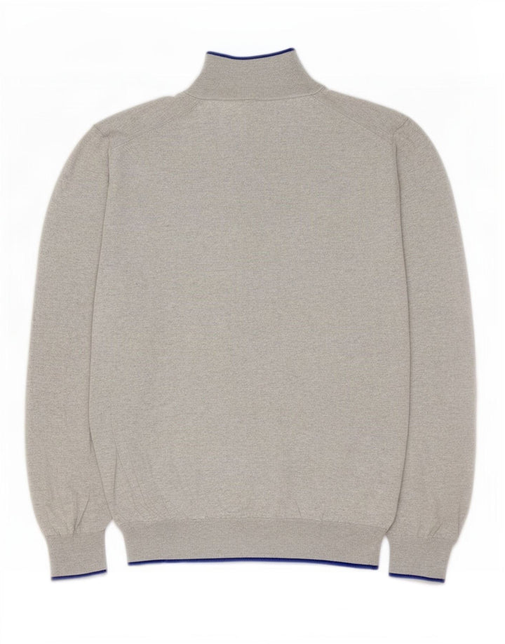 Suéter masculino Massimo Dutti com gola redonda e algodão manchado cinza grande