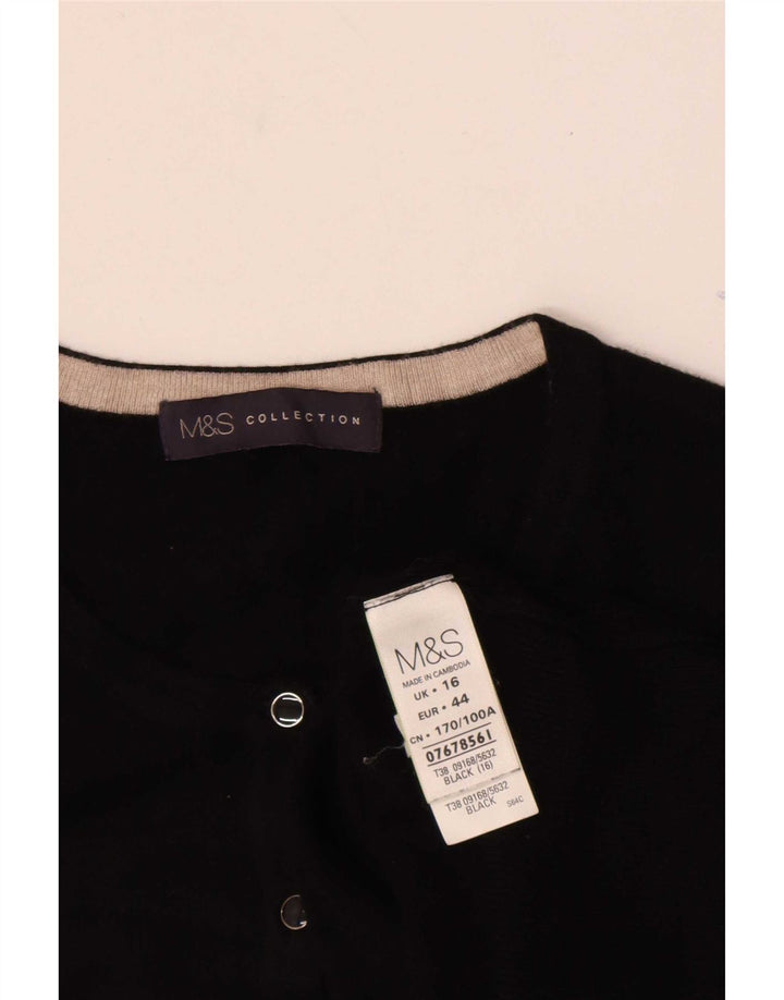 Suéter cardigã feminino Marks & Spencer Reino Unido 16 grande viscose preta