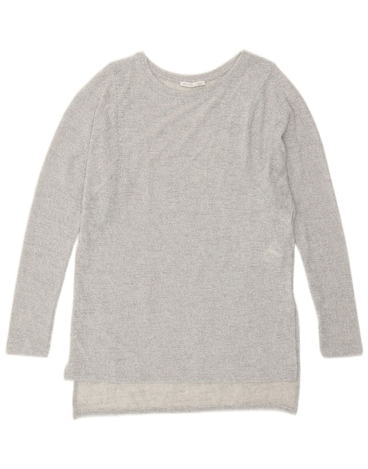 Zara Womens Longline Top Manga Longa Reino Unido 10 Pequeno Poliéster Cinzento Flecked