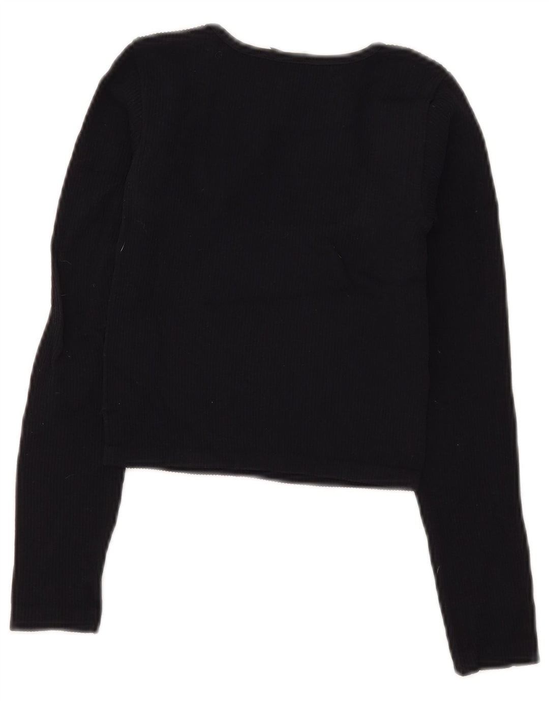 Zara Crop Top Feminino Manga Longa UK 4 XS Preto Poliamida