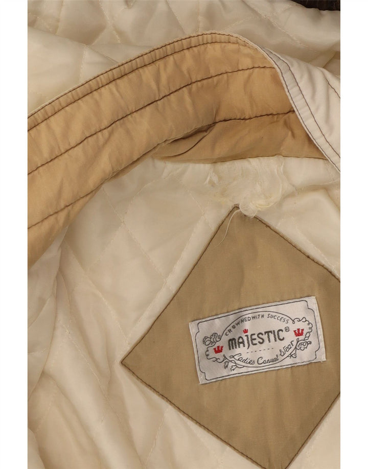 MAJESTIC Casaco Duffle Feminino com Capuz UK 20 2XL Off White Floral