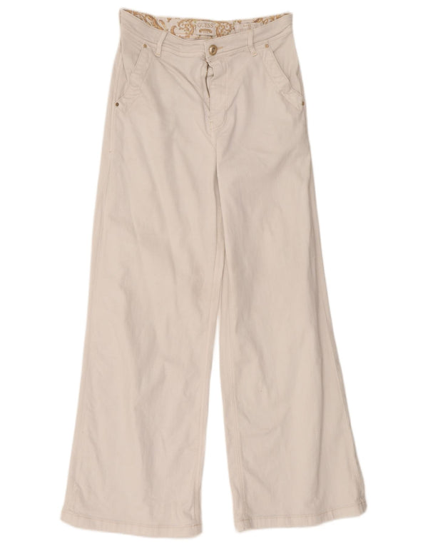 Calça chino feminina Guess Dakota de cintura alta e ajuste relaxado W28 L28 branca