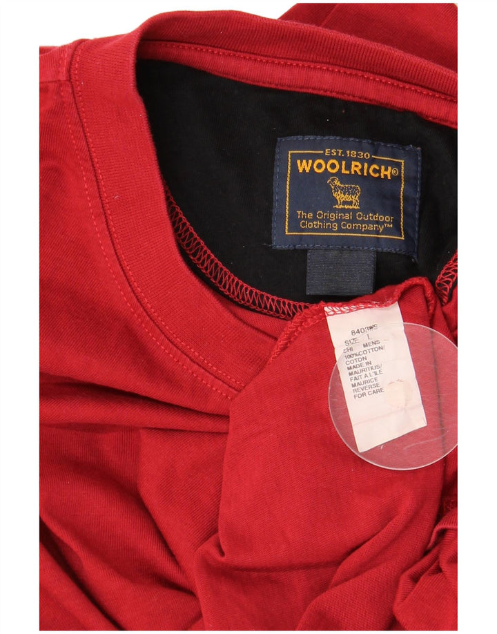 Woolrich masculino top manga 3/4 grande algodão vermelho