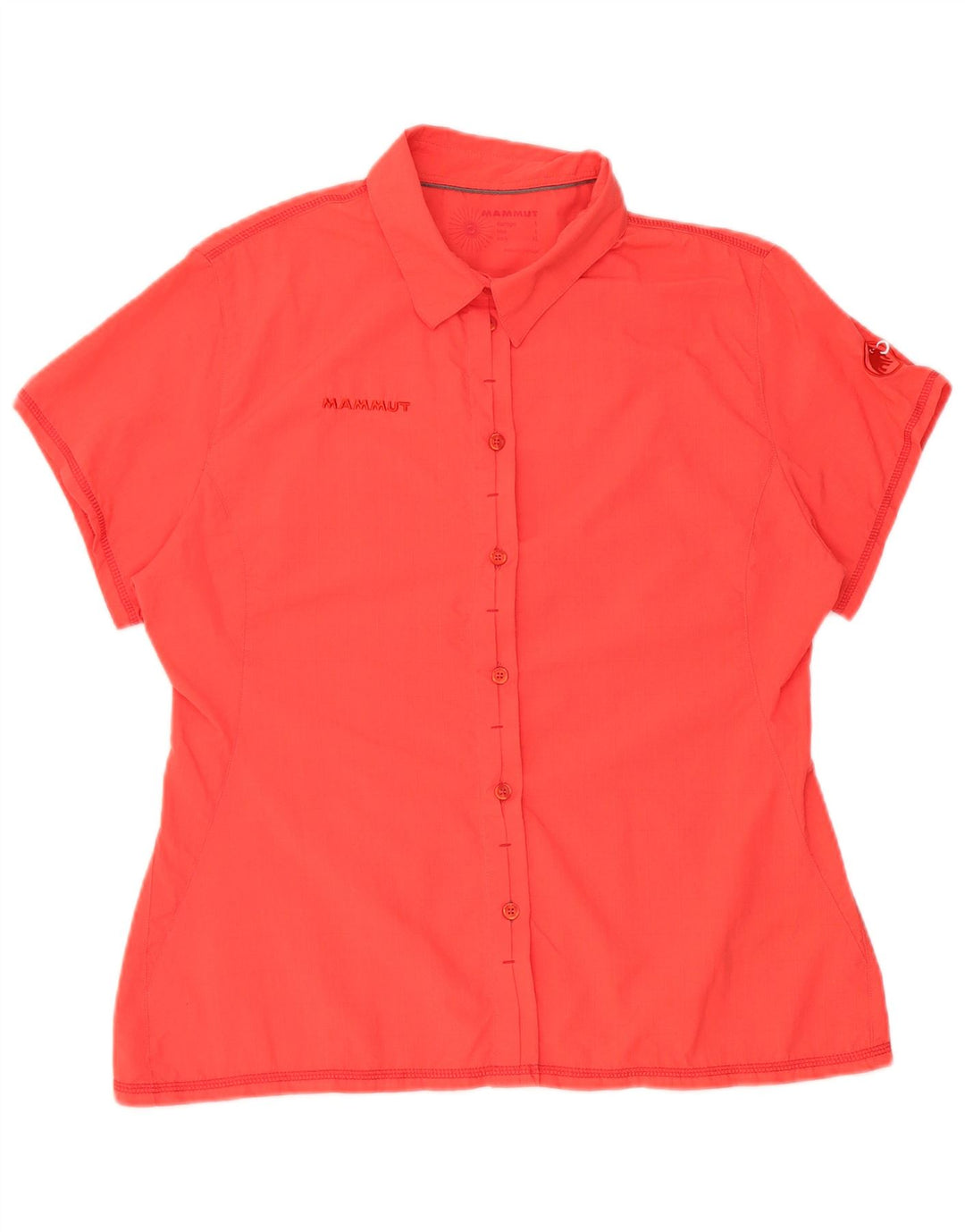 Camisa feminina de manga curta gráfica Mammut UK 14 grande poliamida vermelha