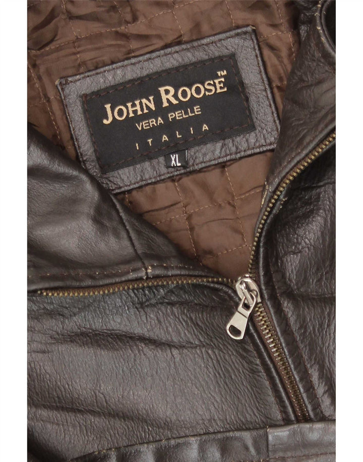 Jaqueta de couro masculina John Roose Reino Unido 42 XL marrom
