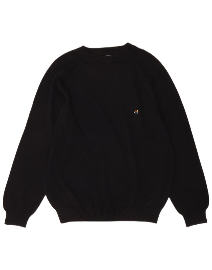 Suéter masculino Benetton com gola redonda, grande algodão preto