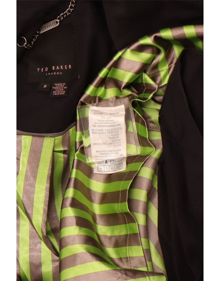 Trench coat feminino aberto TED BAKER tamanho 2 pequeno algodão preto