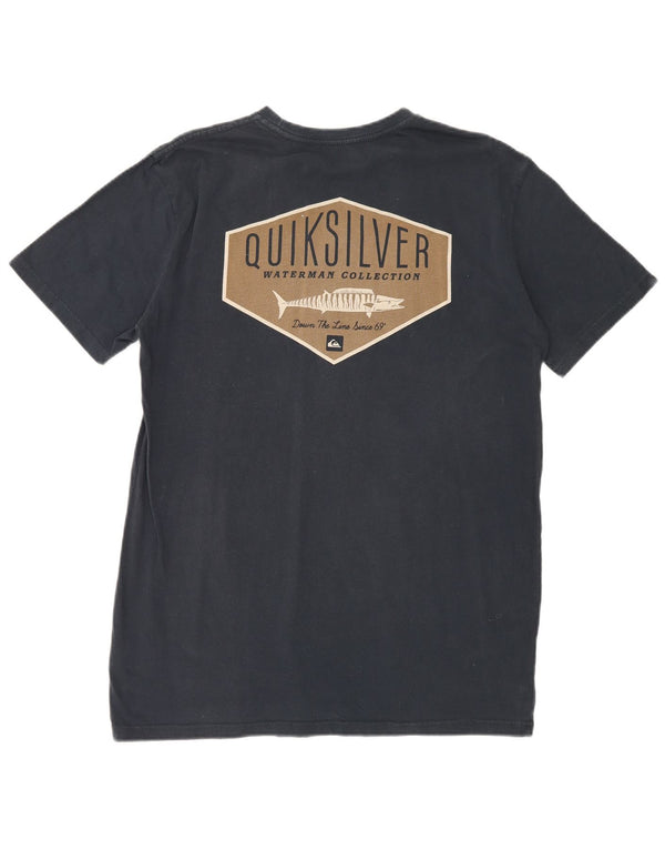 Camiseta masculina Quiksilver Regular Fit com estampa gráfica grande de algodão azul marinho