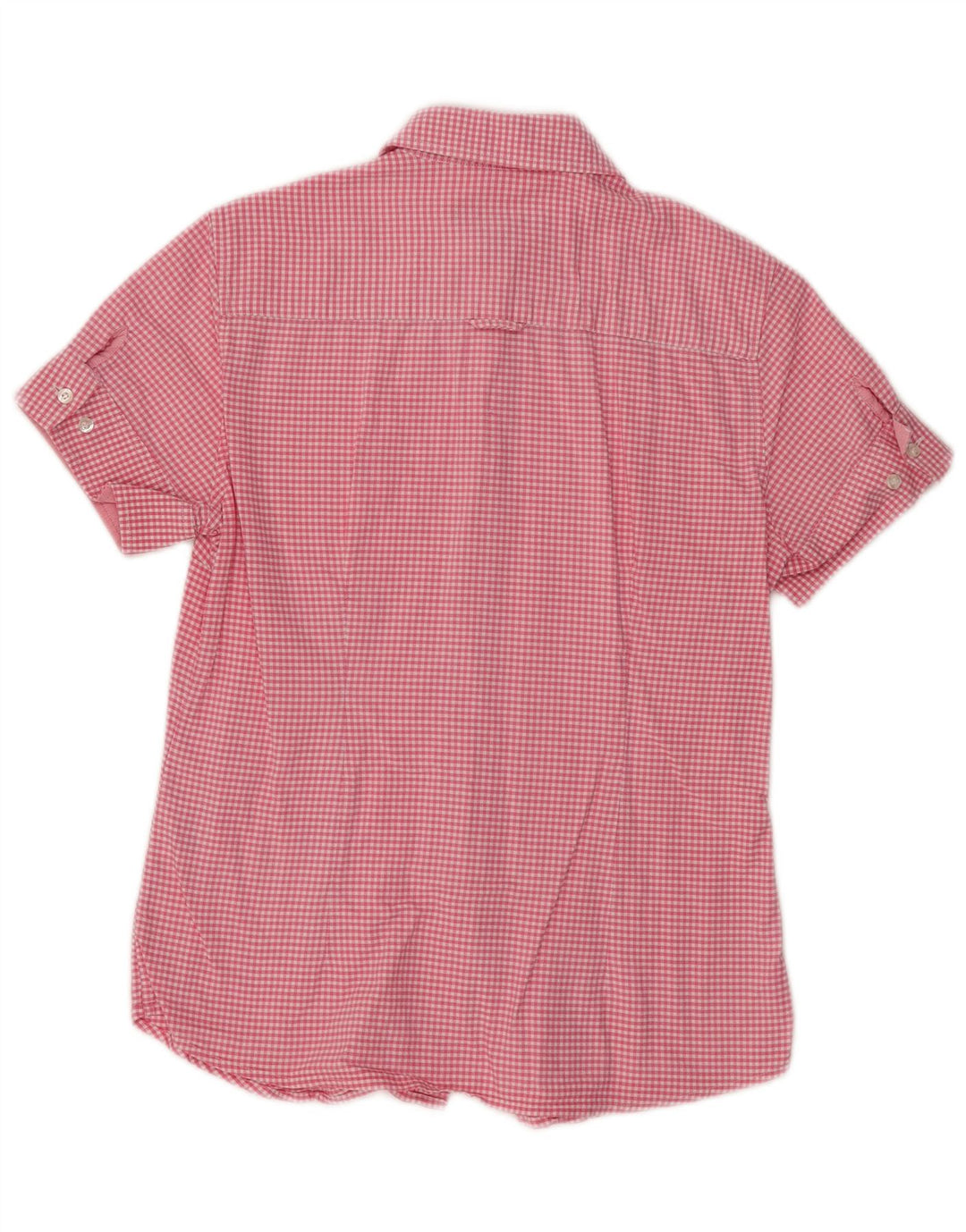 Camisa feminina de manga curta Gant UK 12 algodão guingão rosa médio