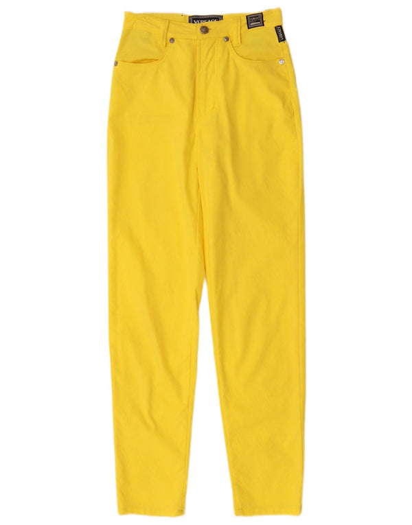 Calça feminina casual slim Versace W26 L27 algodão amarelo