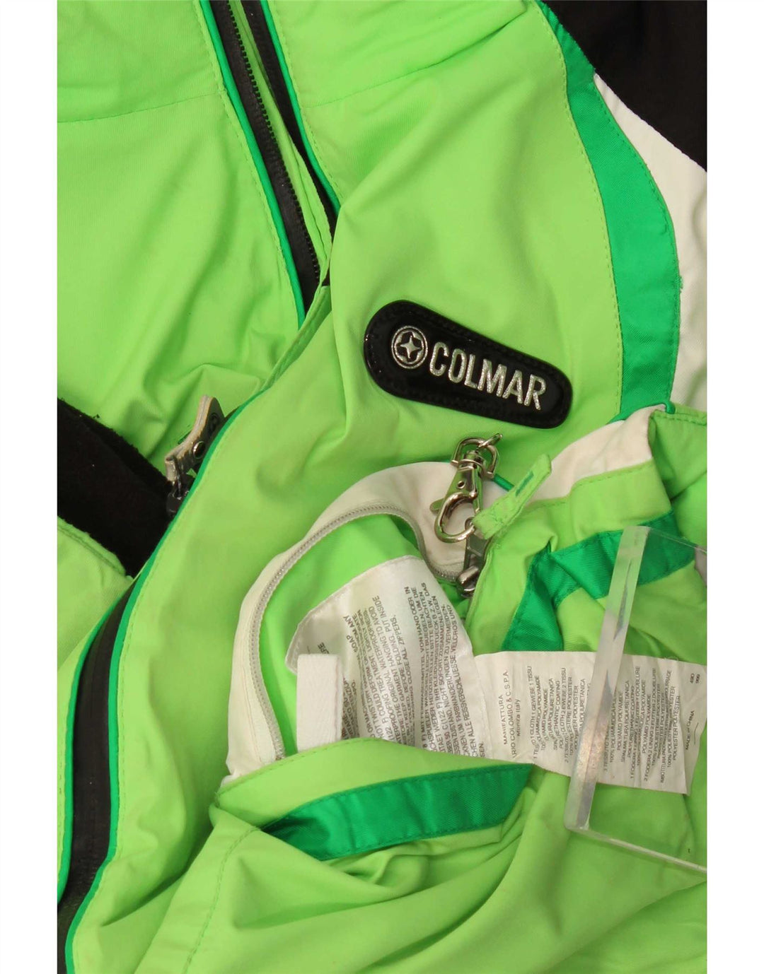 Jaqueta de esqui grande com capuz feminino Colmar IT 40 XS verde colorblock