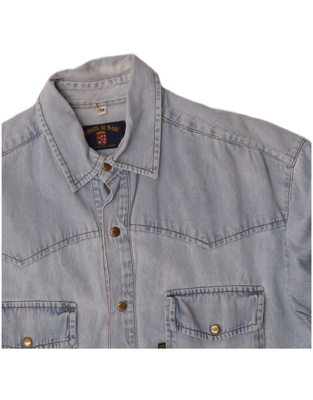 Camisa jeans masculina Armata Di Mare algodão azul médio