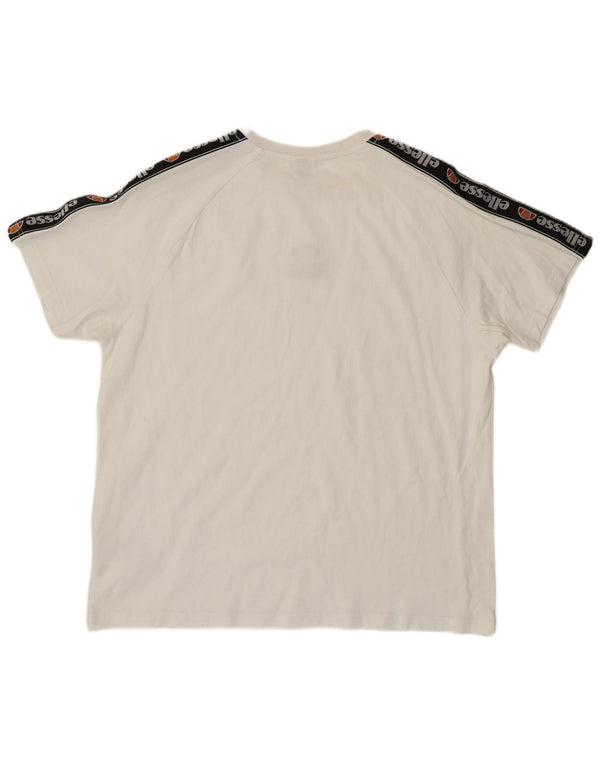 Camiseta masculina Ellesse com estampa gráfica grande de algodão colorido branco