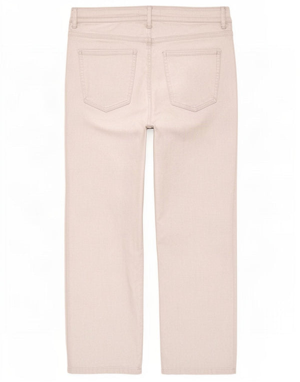 Calças cortadas femininas Marks & Spencer UK 12 médio W30 L24 prata