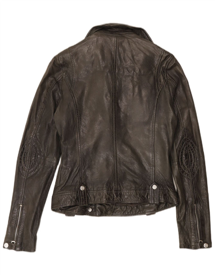 Jaqueta feminina de couro Gipsy para motociclista UK 6 XS preta