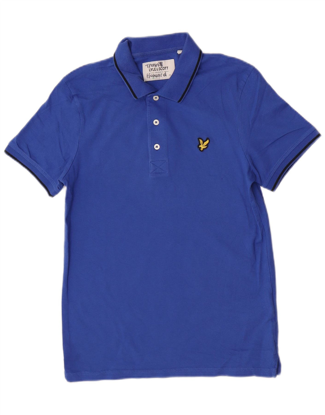 Camisa polo masculina Lyle & Scott pequena azul algodão