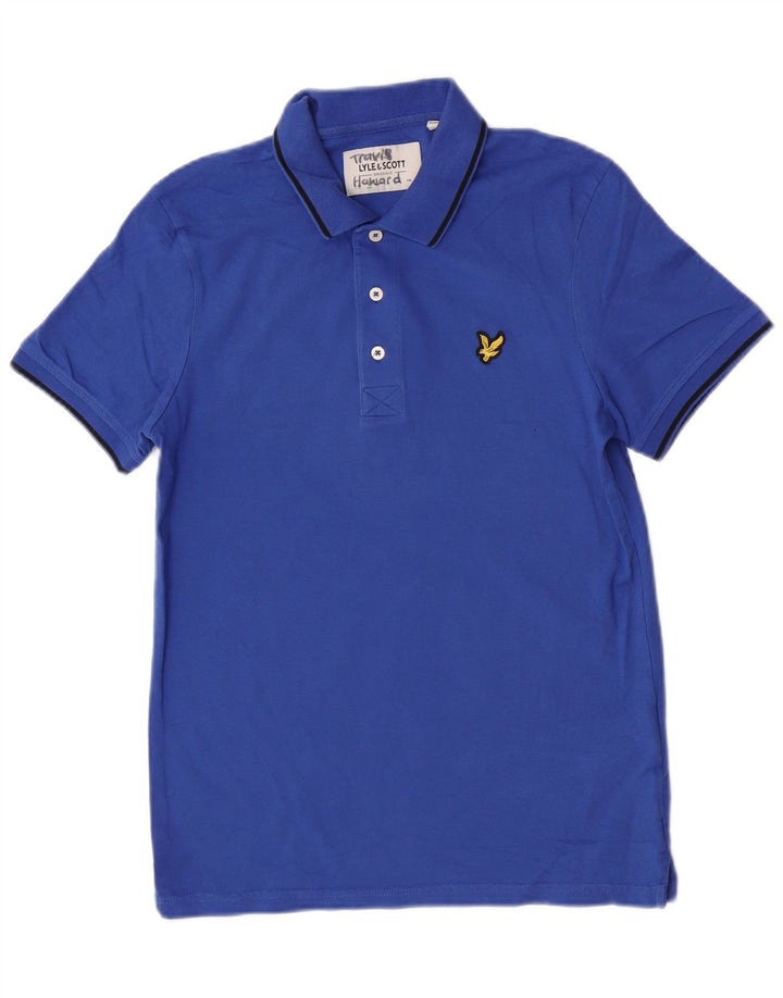 Camisa polo masculina Lyle & Scott pequena azul algodão