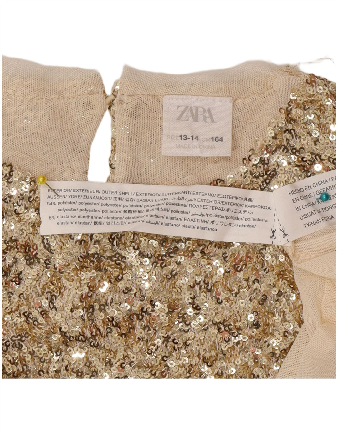 Zara Blusa Meninas Top 13-14 Anos Poliéster Dourado