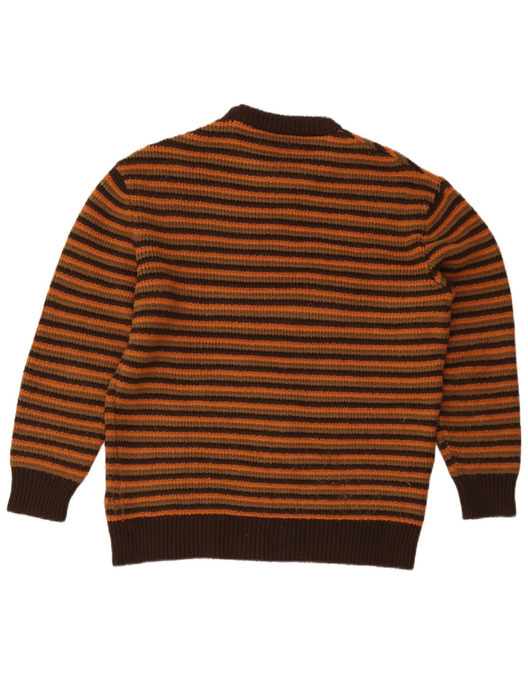 Zara Suéter masculino com gola redonda XL listrado marrom