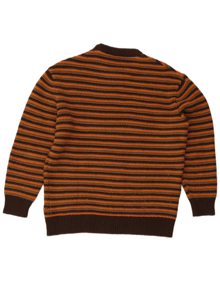 Zara Suéter masculino com gola redonda XL listrado marrom