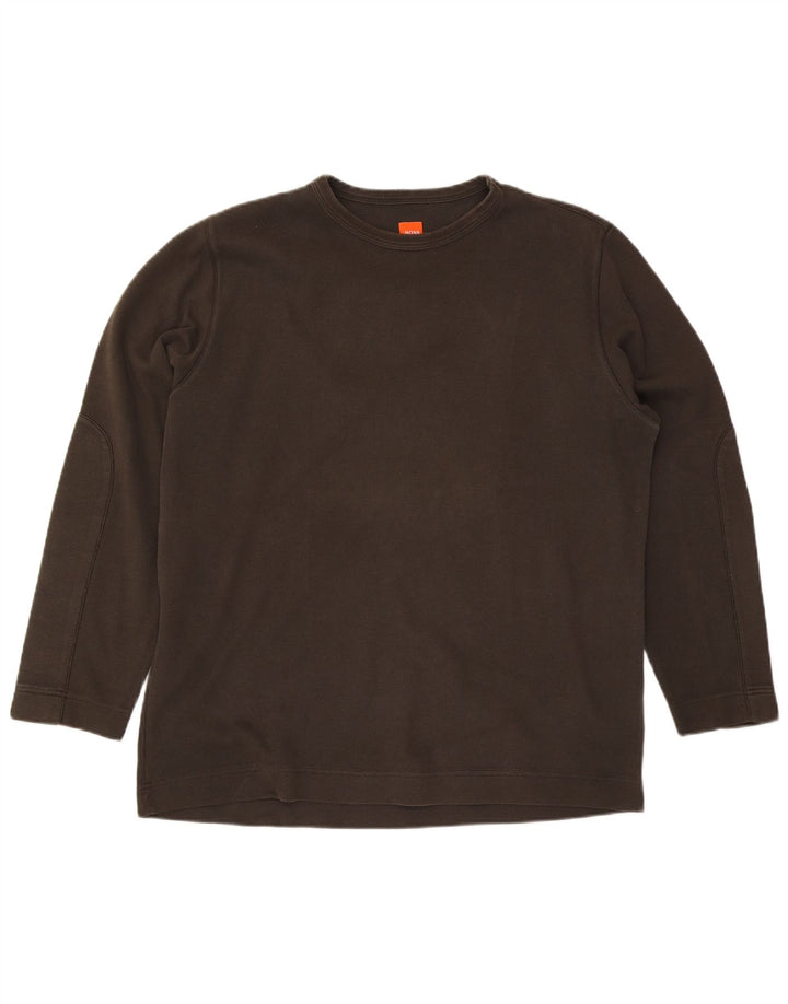 Hugo Boss Mens Top Manga Longa 2XL Algodão Cáqui