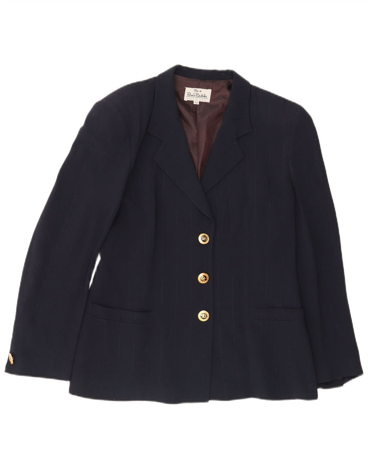 Renato Balestra Jaqueta Blazer Feminina 3 Botões IT 48 XL Azul Marinho Acetato