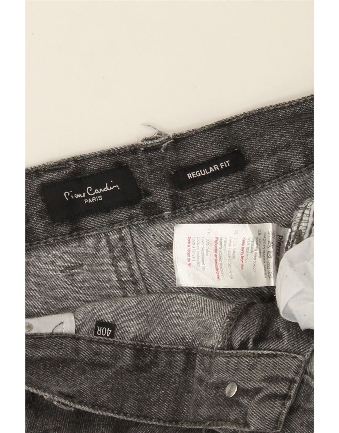 PIERRE CARDIN Masculino Regular Fit Jeans Reto W40 L30 Algodão Cinza