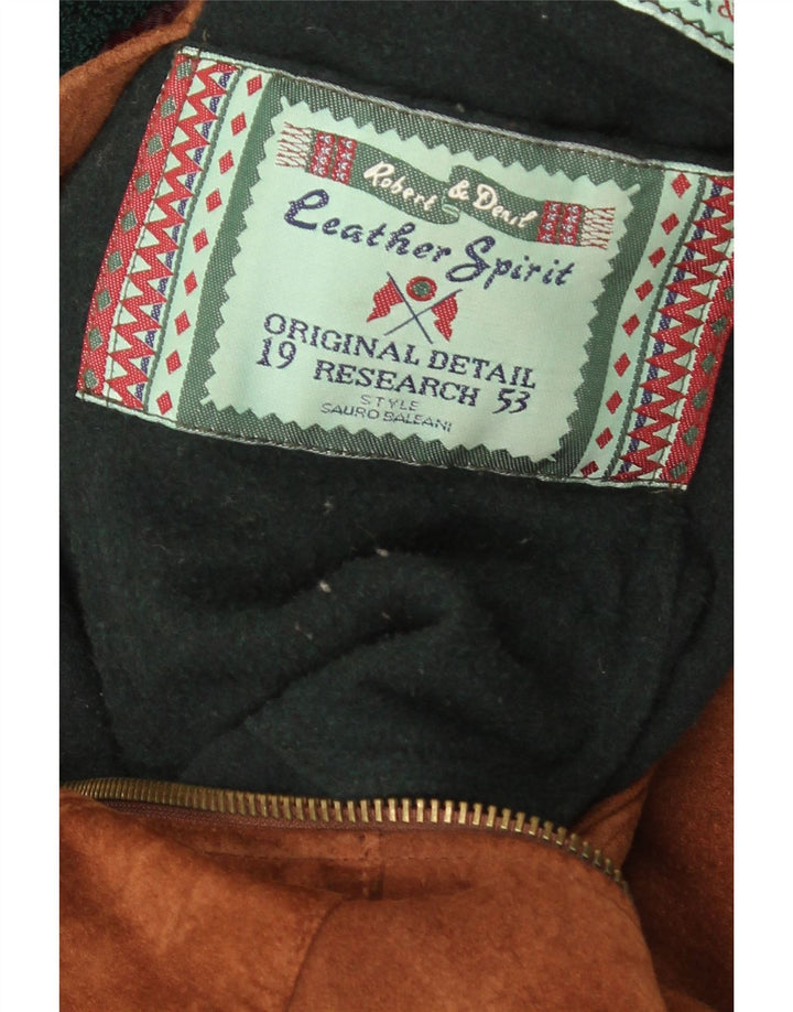 Sobretudo de camurça vintage masculino UK 40 grande marrom