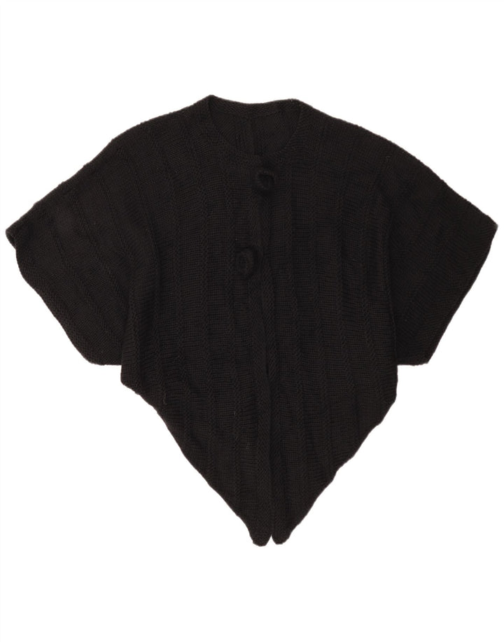 Poncho assimétrico feminino vintage tamanho único preto
