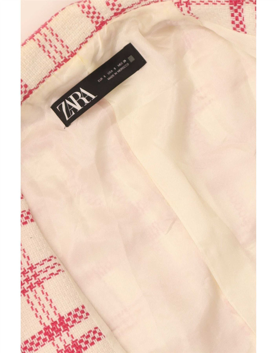 Jaqueta blazer feminina Zara com peito duplo Reino Unido 10 pequena xadrez branca