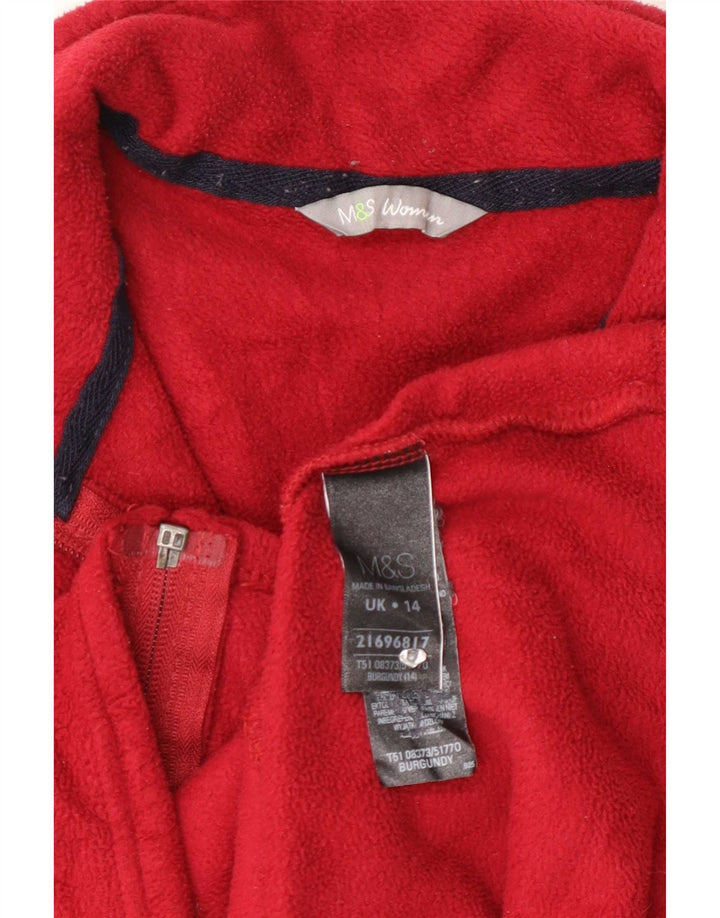 Jaqueta de lã feminina Marks & Spencer Reino Unido 14 poliéster médio Borgonha