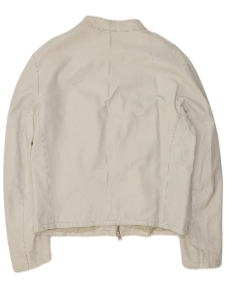 Jaqueta bomber de couro masculina vintage UK 40 grande branca