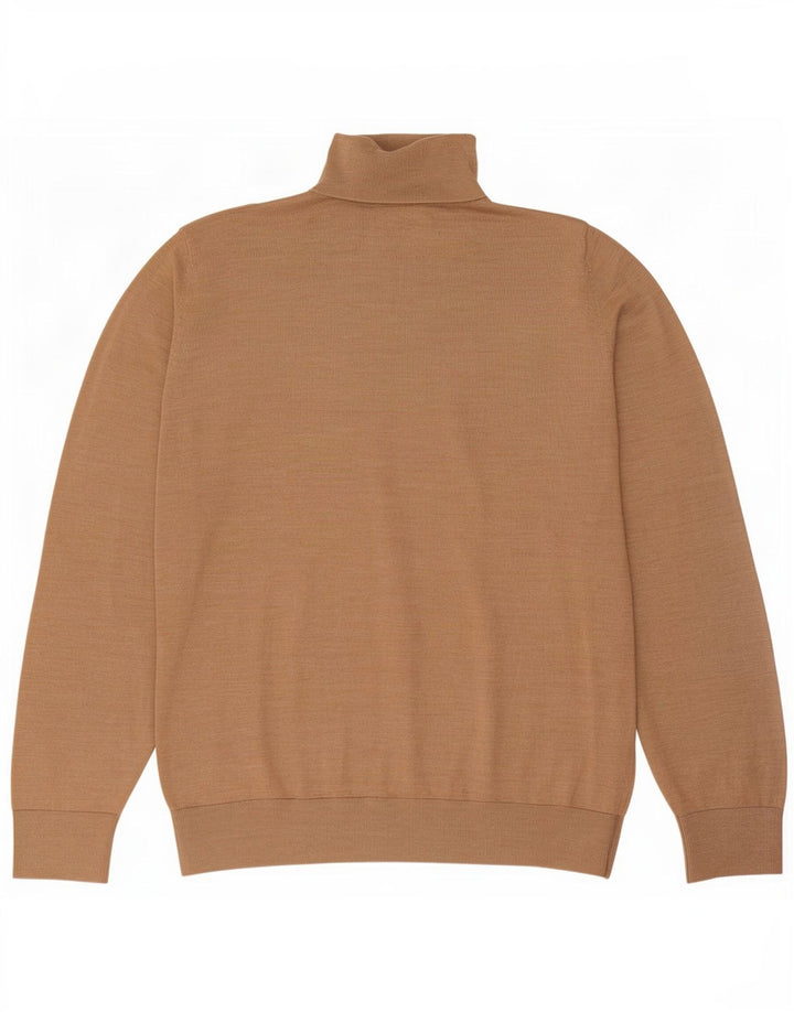 Suéter masculino Gap com gola redonda, lã Merino grande bege manchada