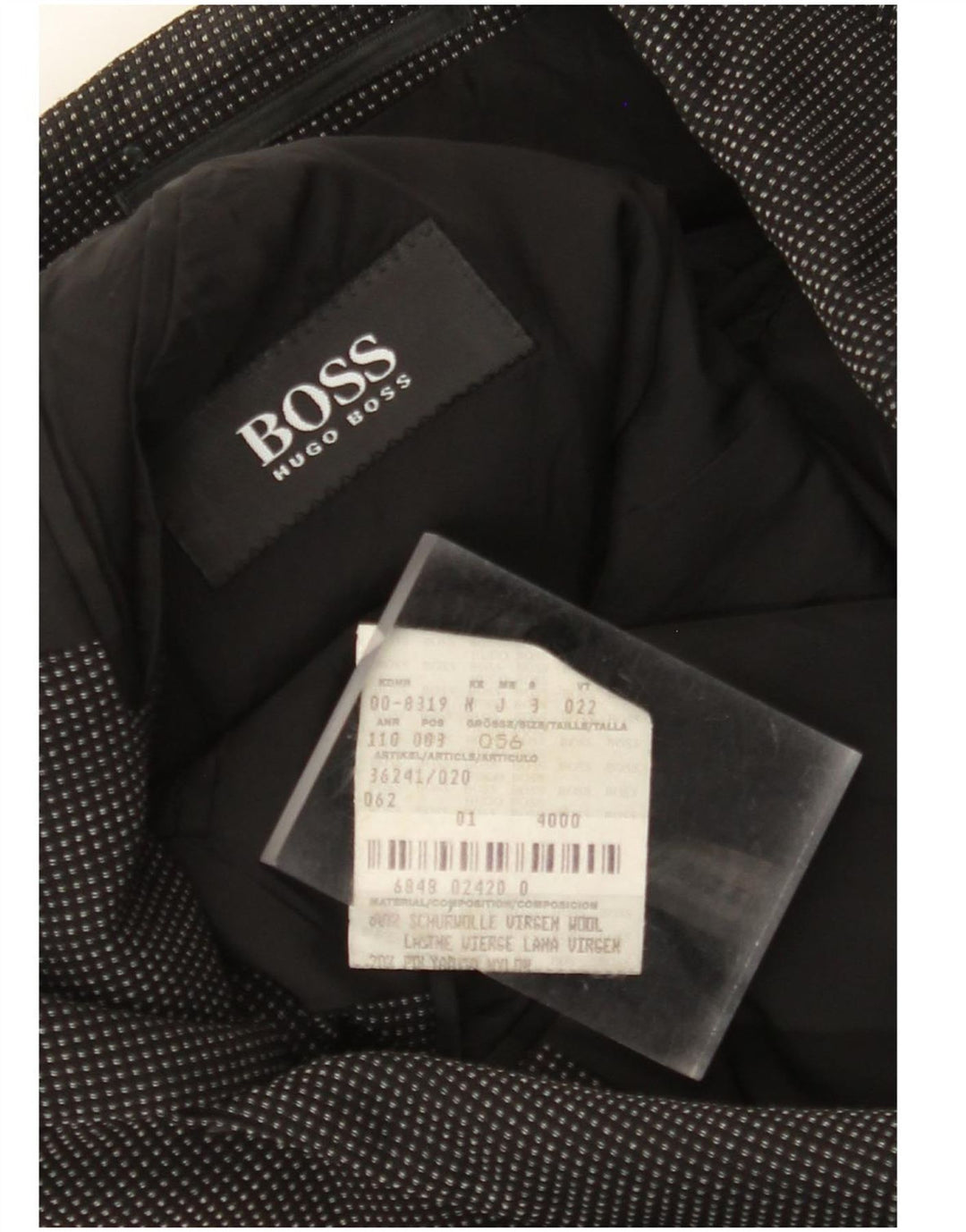 Jaqueta blazer masculina de 3 botões HUGO BOSS EU 56 3XL lã manchada preta