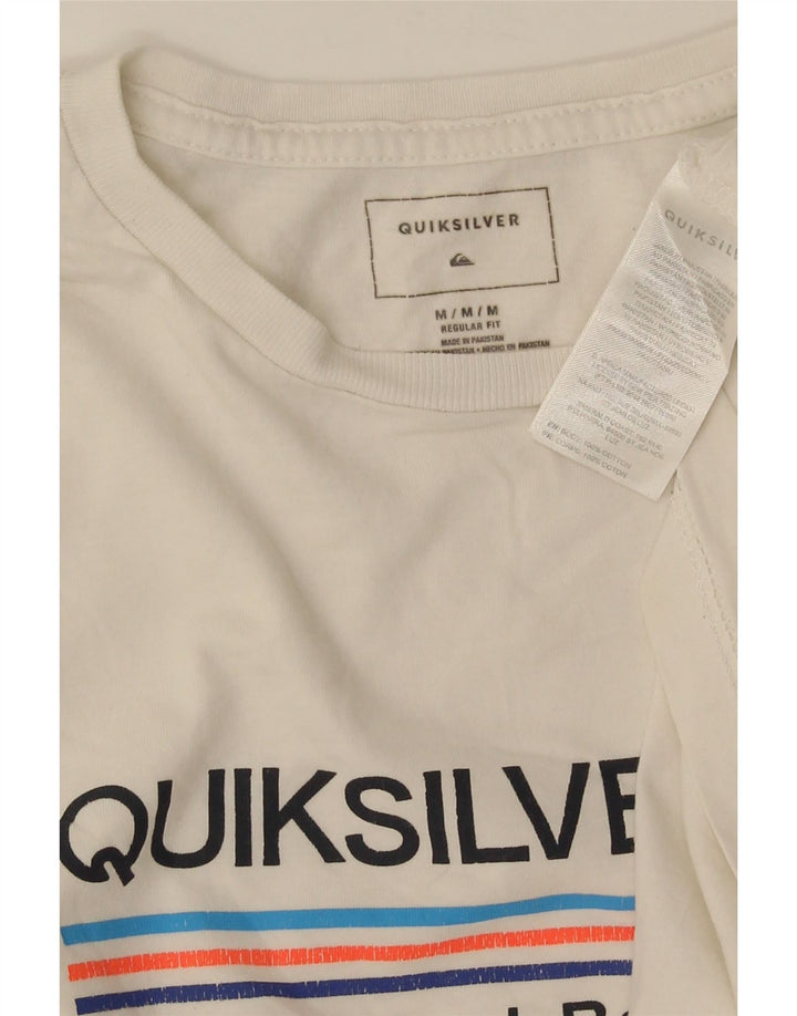 Camiseta masculina Quiksilver Regular Fit com estampa gráfica de algodão branco médio