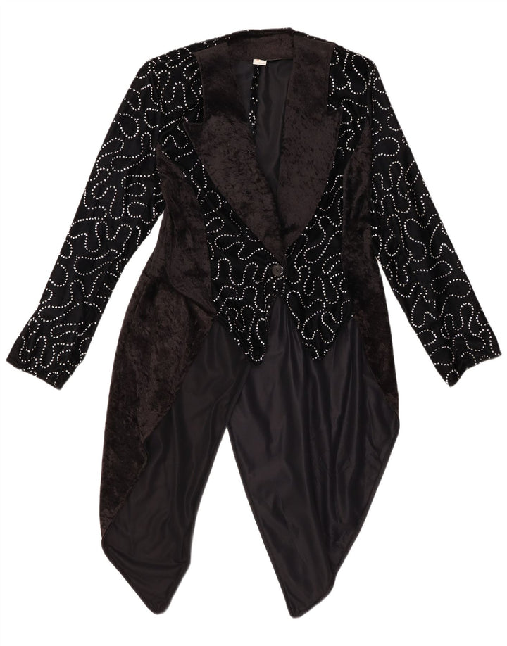 Jaqueta blazer feminina VINTAGE com padrão abstrato IT 42 médio preto