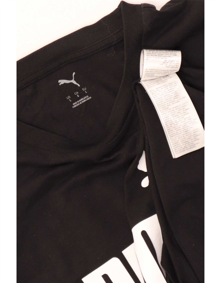 Puma Mens Graphic T-Shirt Top Grande Algodão Preto