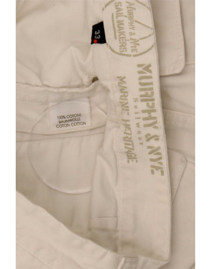 Murphy & Nye Mens Chino Shorts W33 Médio Off White Algodão