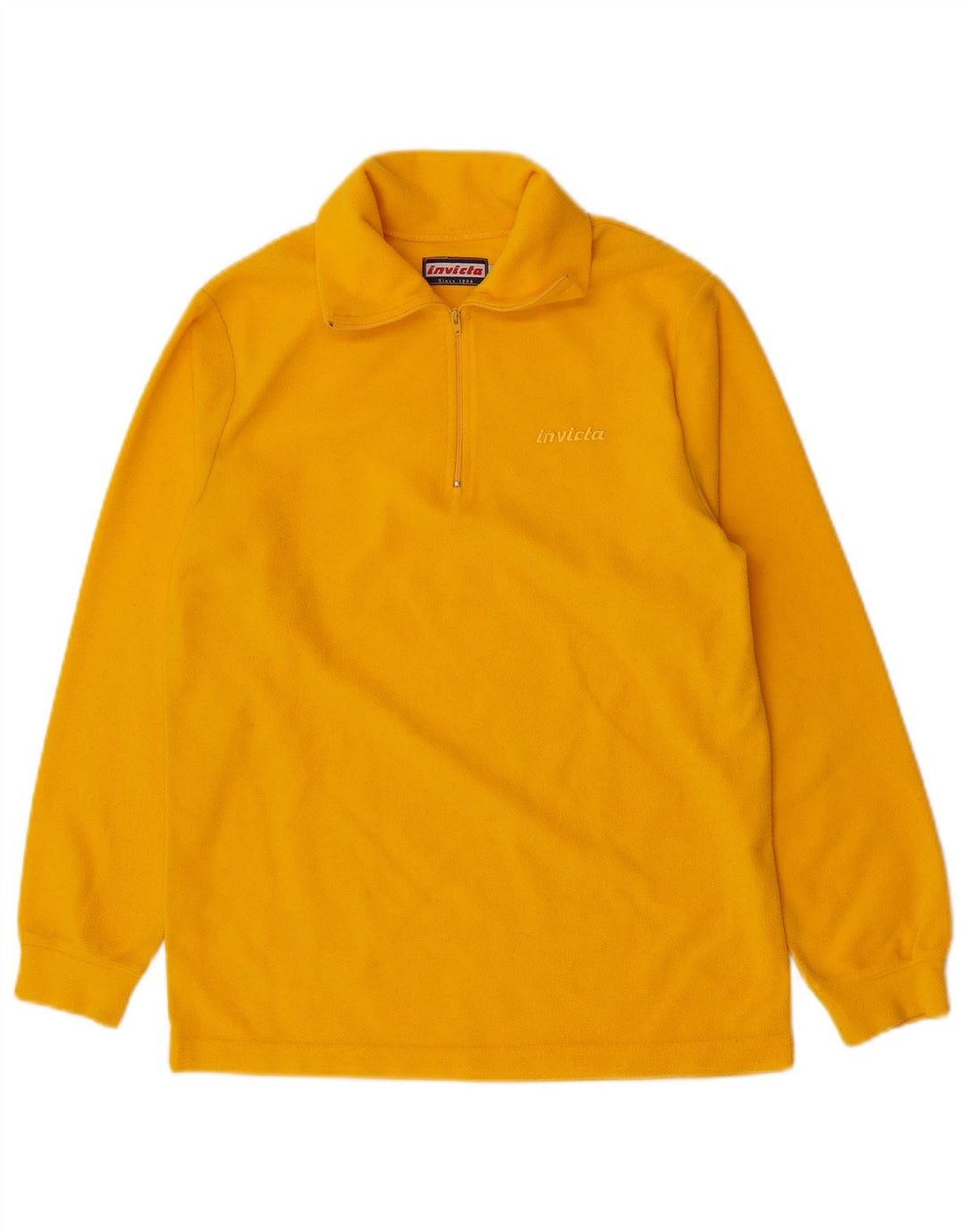 Suéter de lã feminino Invicta com zíper e gola UK 10 pequeno amarelo