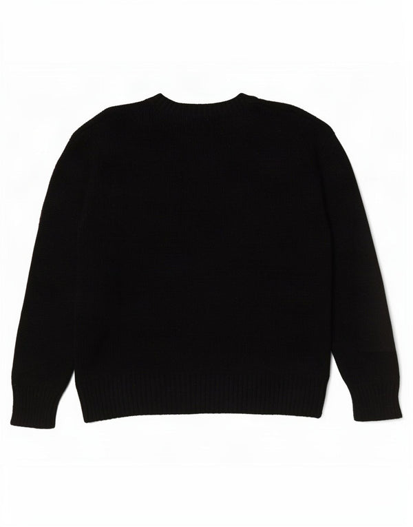 Suéter feminino Zara com gola redonda grande, Reino Unido 16, grande, preto, poliéster