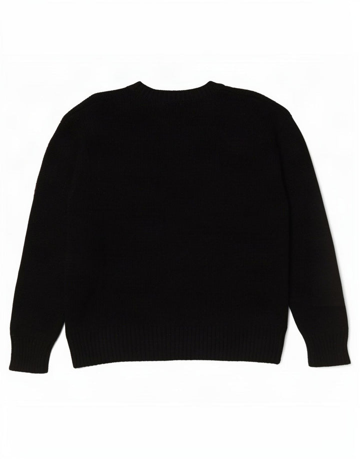 Suéter feminino Zara com gola redonda grande, Reino Unido 16, grande, preto, poliéster
