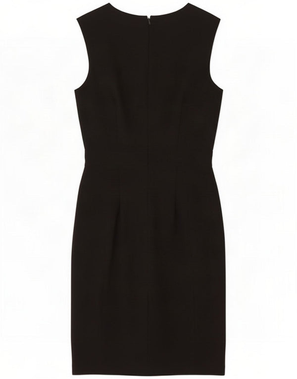 Warehouse Vestido feminino sem mangas com bainha UK 10 pequeno poliéster preto