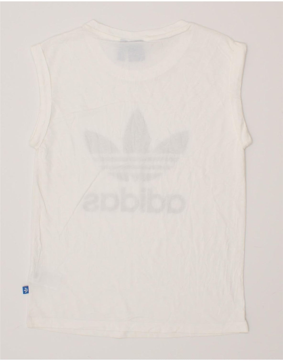 ADIDAS Womens Graphic Vest Top UK 6 XS White Cotton Vintage Adidas and Second-Hand Adidas from Messina Hembry 